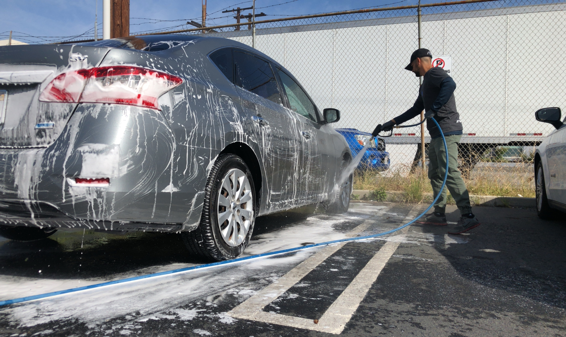 Professional foam wash and pressure rinse