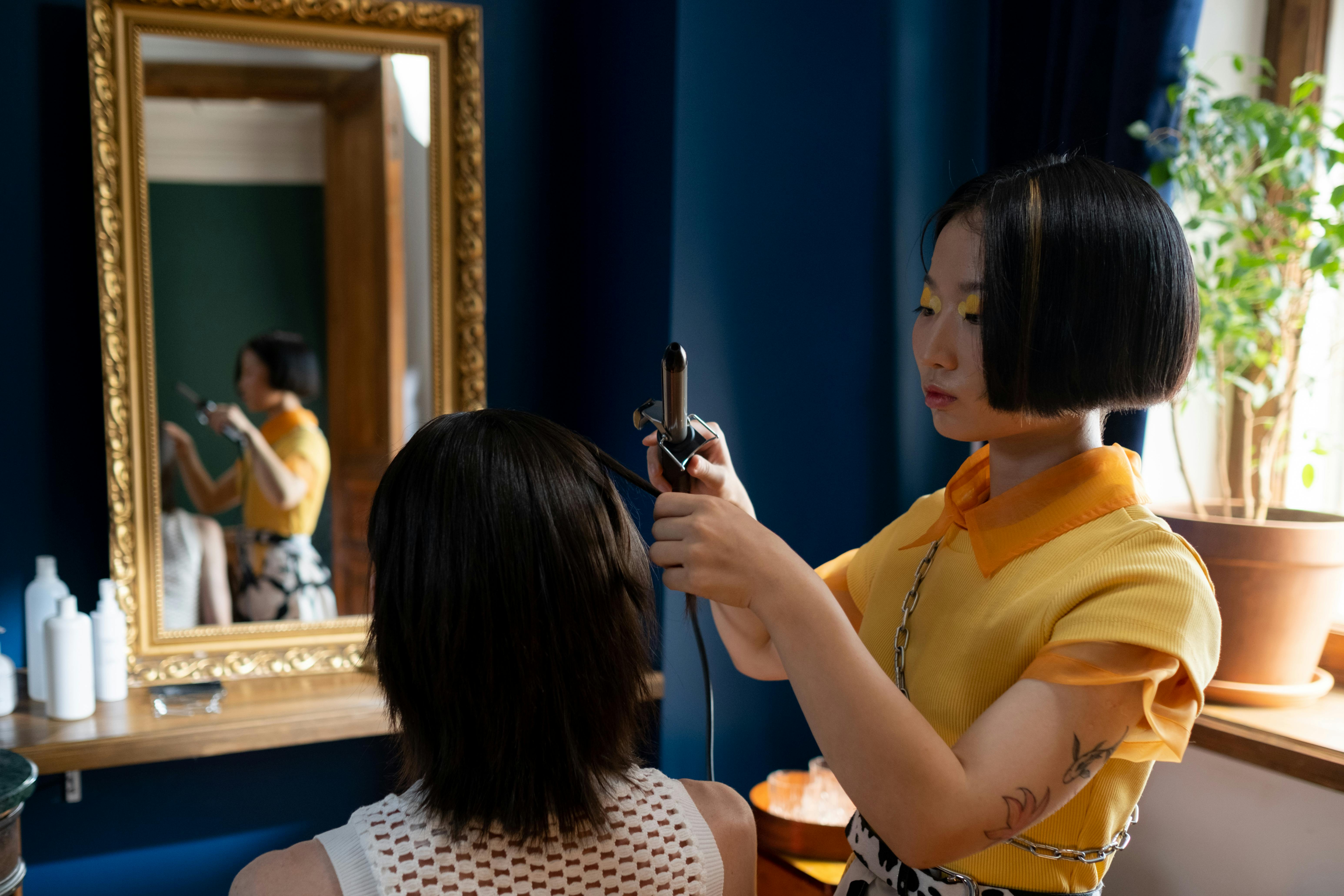 Slick back hairstyle with salon styling