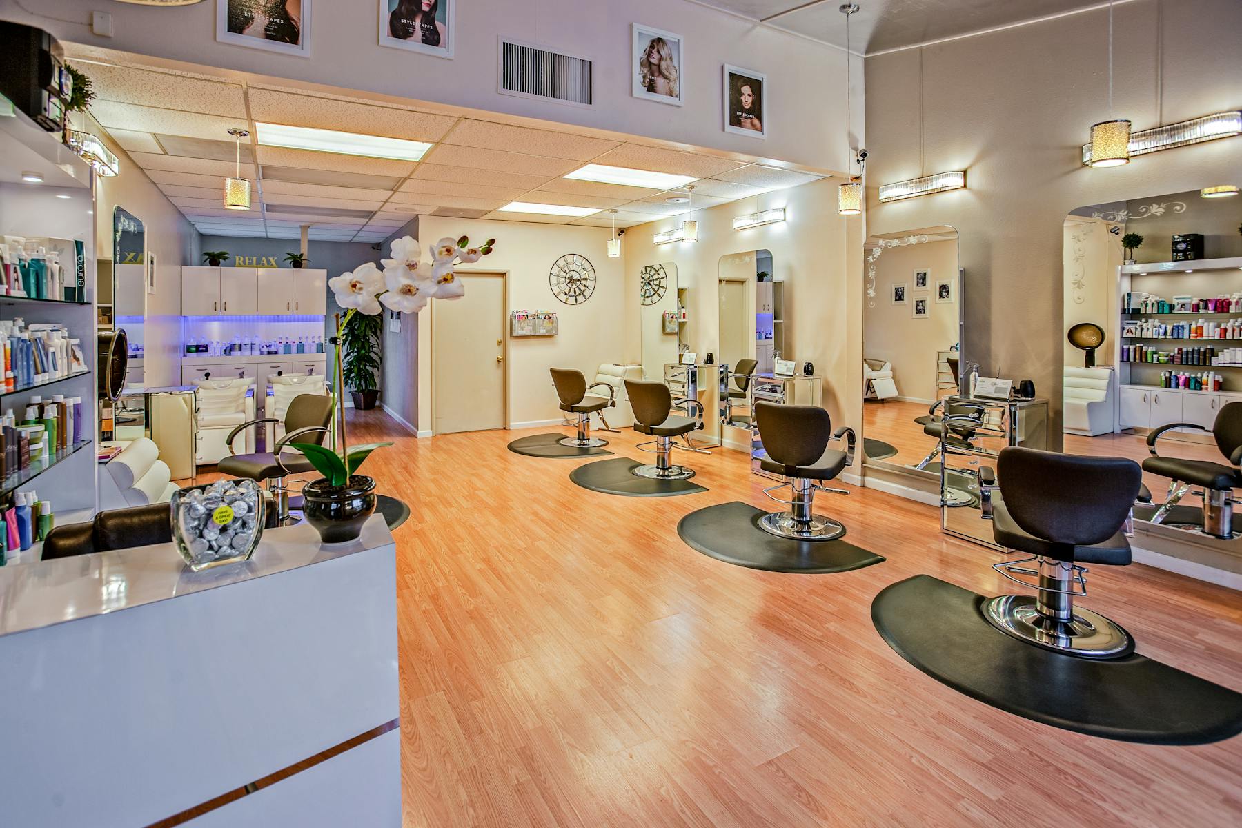 Salon floor and styling stations