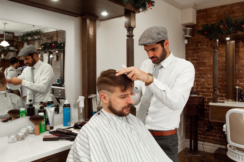 Close-up of premium barbering process