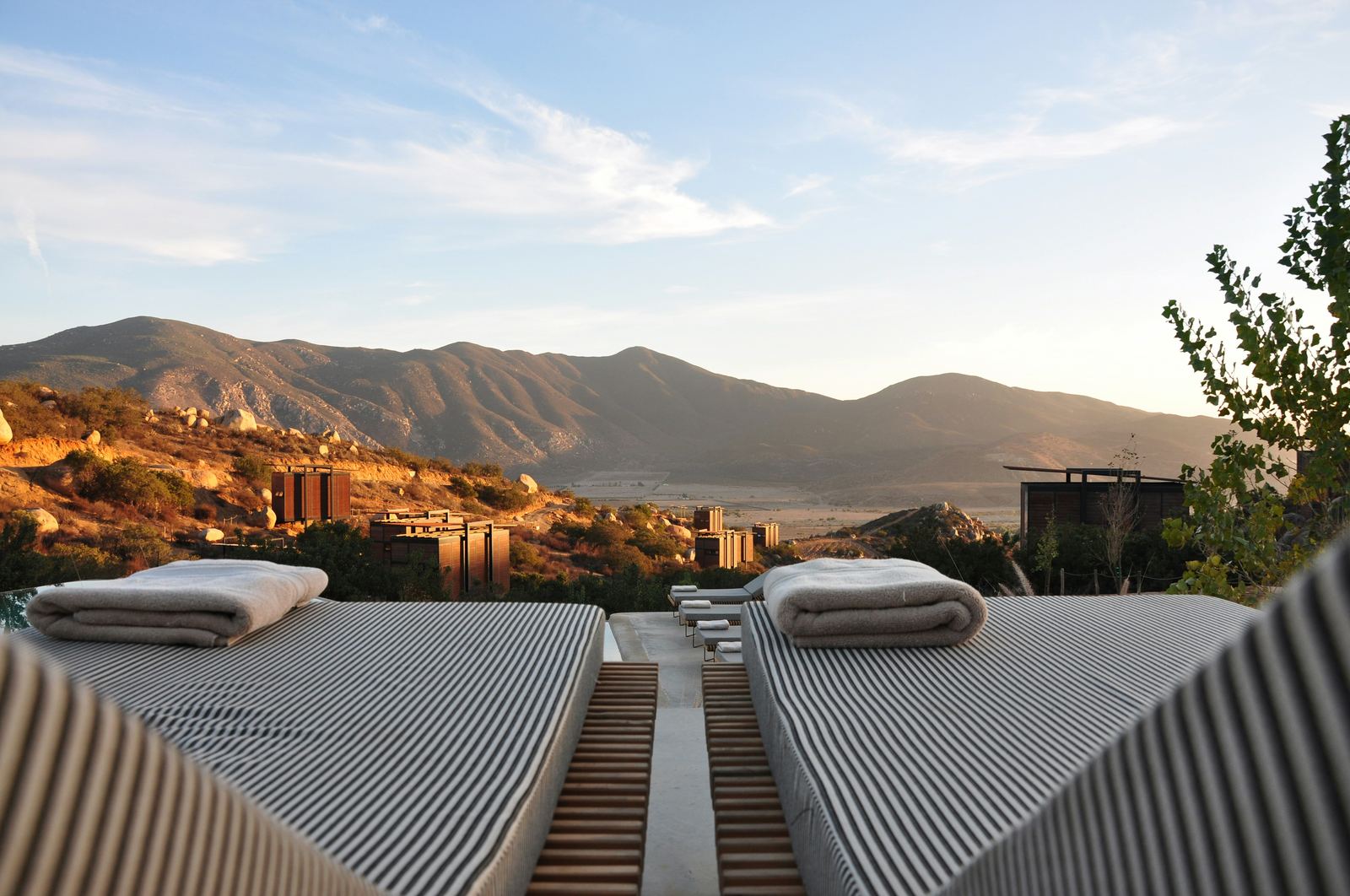 Private terrace lounge at golden hour